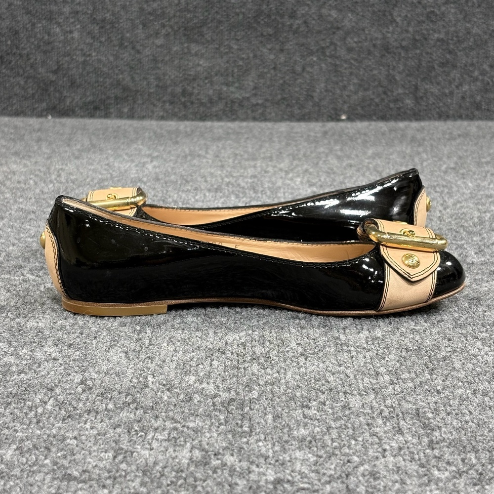 Giuseppe Zanotti Shoes Womens 5.5 Black Patent Buckle Ballet Flats Italy EU 35.5